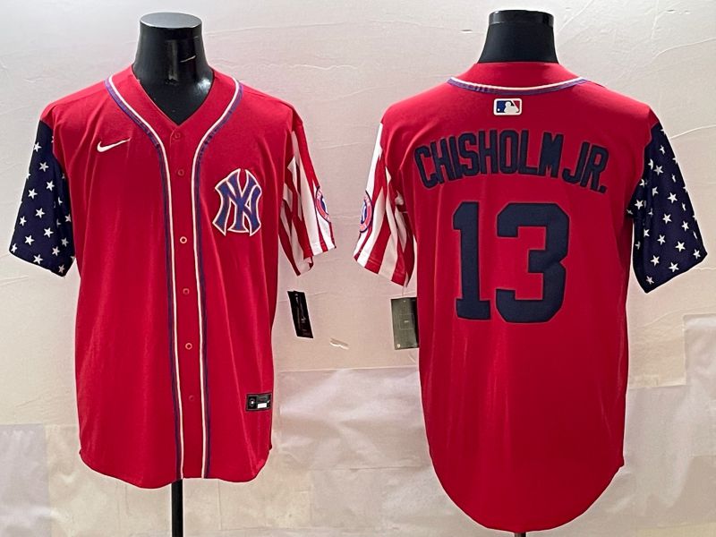 Men New York Yankees 13 Chisholm jr Red a generation of national flags Jointly Name 2025 Nike MLB Jersey style 1